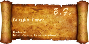 Butyka Fanni névjegykártya